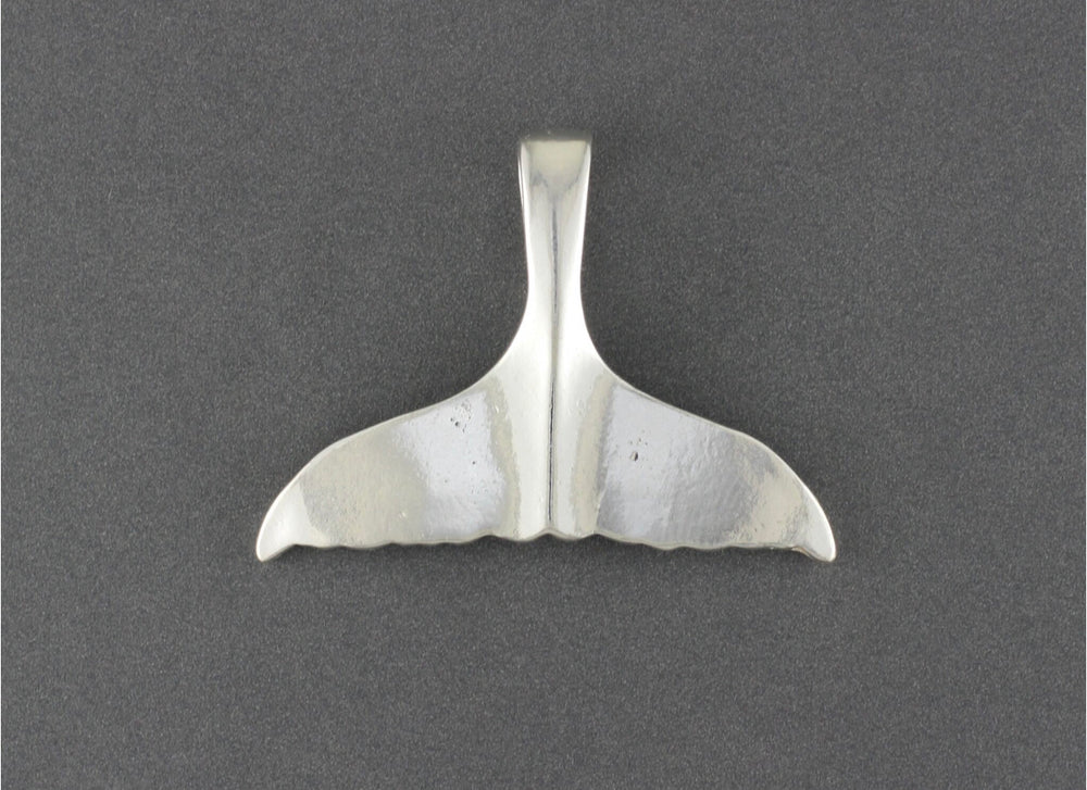 N116P  Mans Largest Whale Tail Pendant Plain Silver